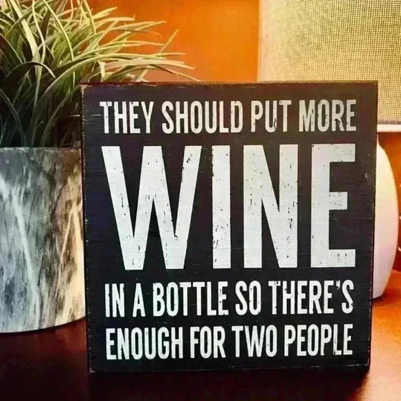 NEW - MORE WINE - Black Wooden Distressed Home Decor Sign - Picture 5 of 5